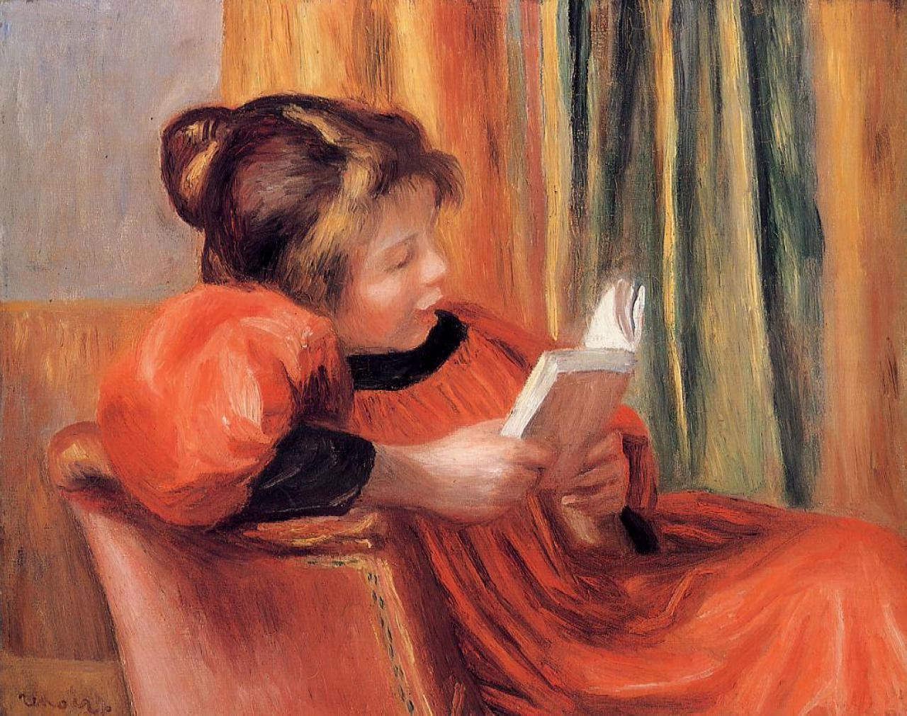 Girl Reading - Pierre-Auguste Renoir painting on canvas